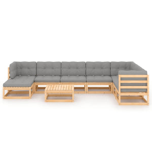 9-tlg. Garten-Lounge-Set mit Kissen Massivholz Kiefer
