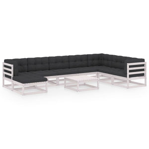 vidaXL Salon de jardin 9 pcs avec coussins Bois de pin massif