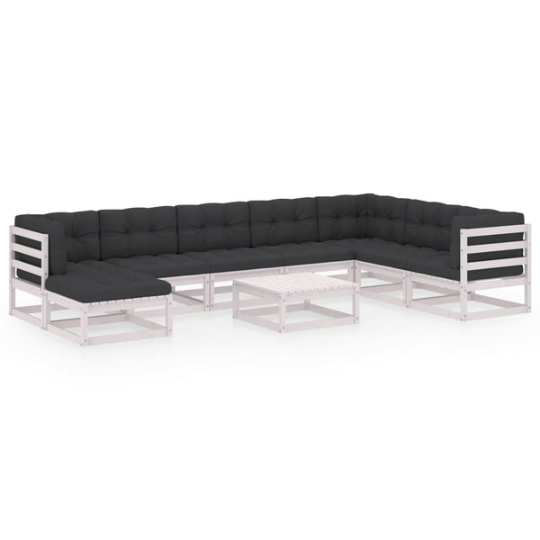 vidaXL Salon de jardin 9 pcs avec coussins Bois de pin massif