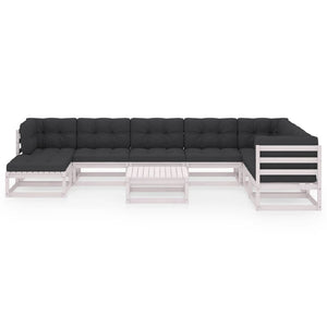 vidaXL Salon de jardin 9 pcs avec coussins Bois de pin massif