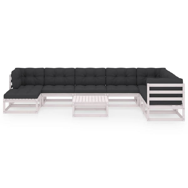 vidaXL Salon de jardin 9 pcs avec coussins Bois de pin massif