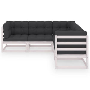 vidaXL Salon de jardin 5 pcs avec coussins Bois de pin massif