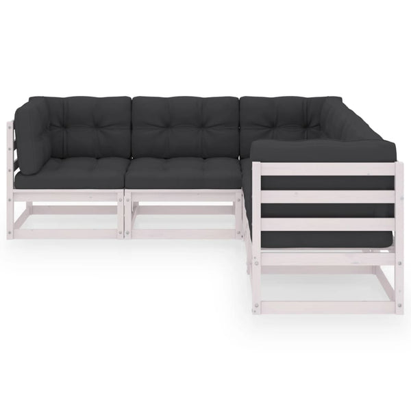 vidaXL Salon de jardin 5 pcs avec coussins Bois de pin massif