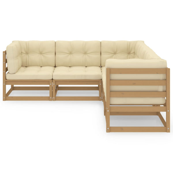 vidaXL Salon de jardin 5 pcs avec coussins Bois de pin massif