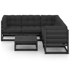 vidaXL Salon de jardin 6 pcs avec coussins Bois de pin massif