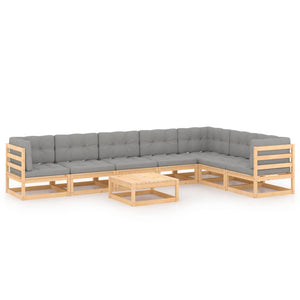 vidaXL Salon de jardin 8 pcs avec coussins, bois de pin massif
