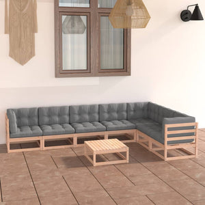 vidaXL Salon de jardin 8 pcs avec coussins, bois de pin massif