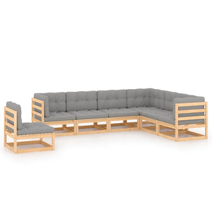 vidaXL Salon de jardin 7 pcs avec coussins en pin massif