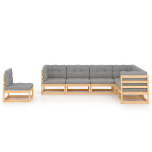 vidaXL Salon de jardin 7 pcs avec coussins en pin massif