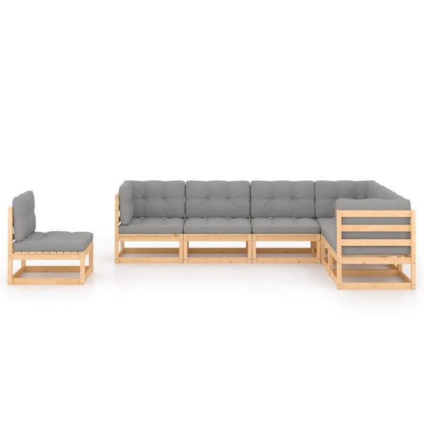 vidaXL Salon de jardin 7 pcs avec coussins en pin massif