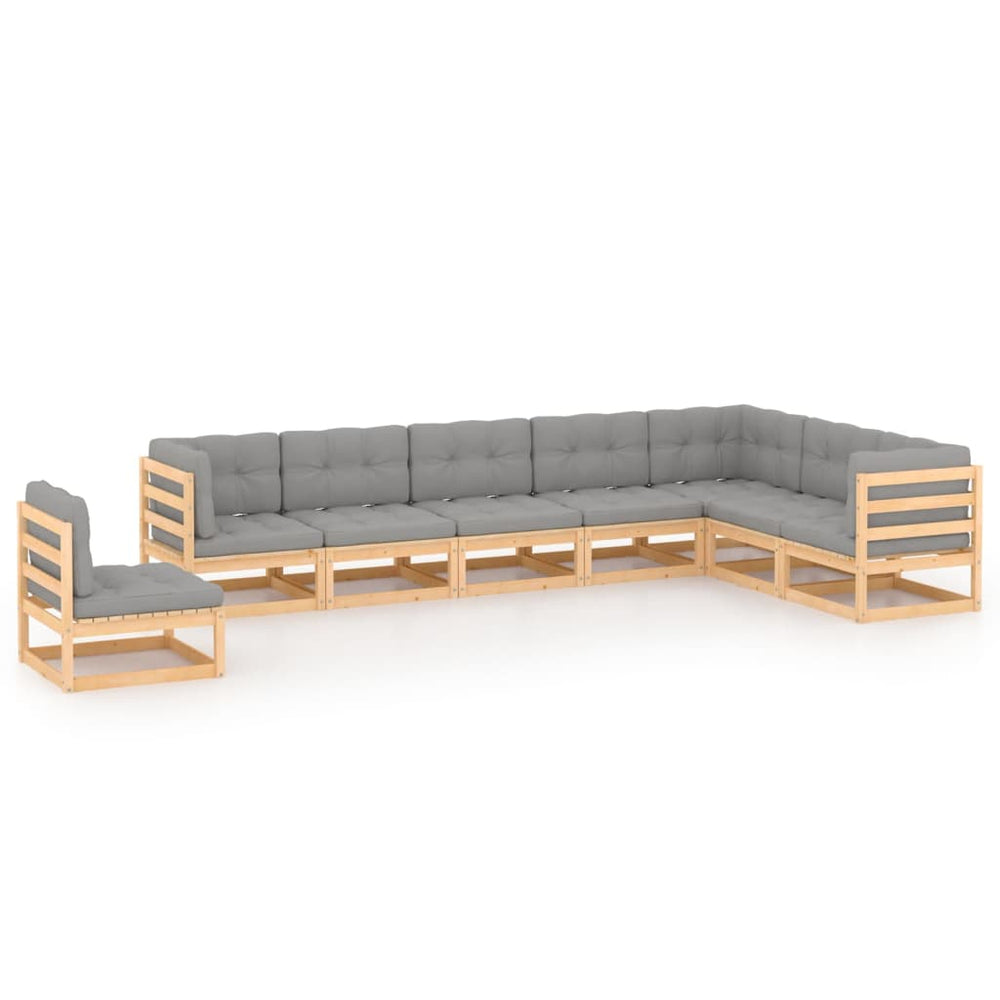 8-tlg. Garten-Lounge-Set mit Kissen Massivholz Kiefer