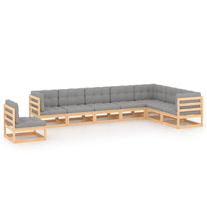 8-tlg. Garten-Lounge-Set mit Kissen Massivholz Kiefer