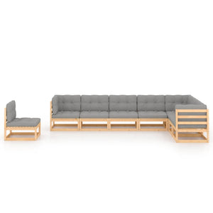 8-tlg. Garten-Lounge-Set mit Kissen Massivholz Kiefer