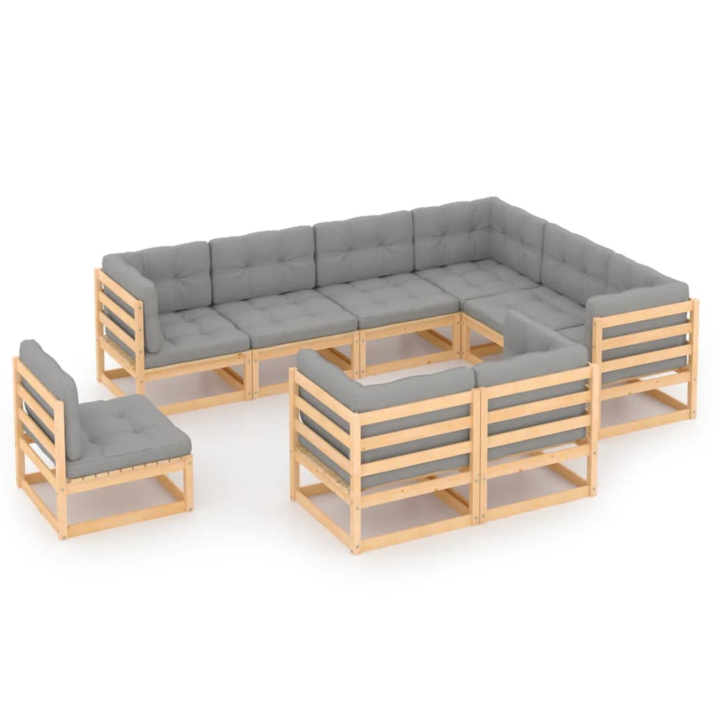 vidaXL 9-piece Garden Lounge Set with Cushions Solid Pine Wood