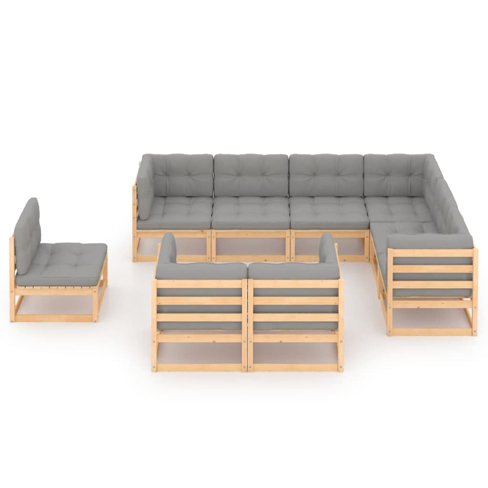 vidaXL 9-piece Garden Lounge Set with Cushions Solid Pine Wood