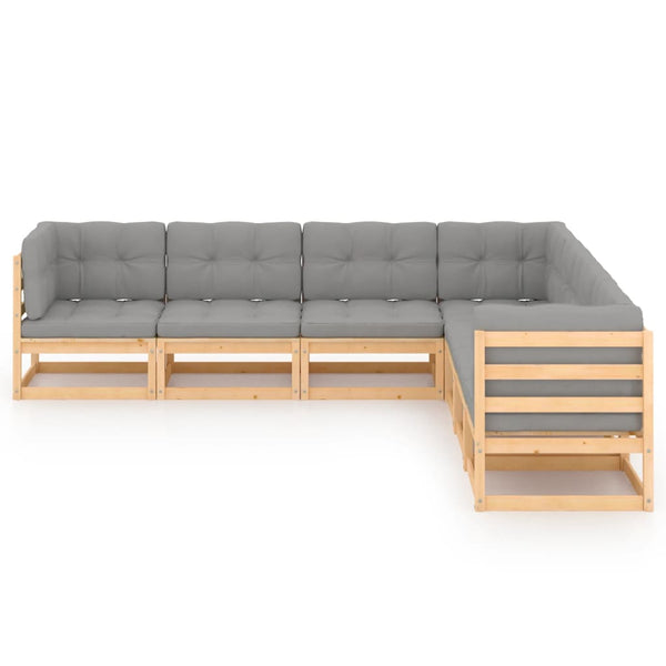 vidaXL Salon de jardin 7 pcs avec coussins en pin massif