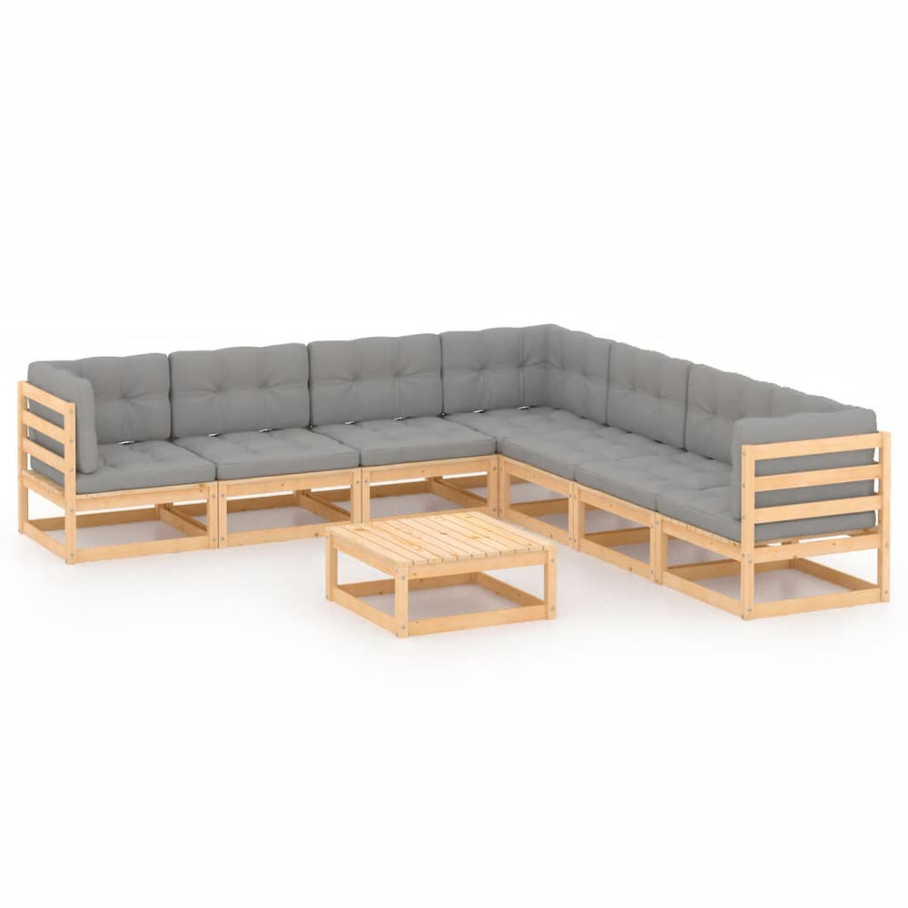 vidaXL 8-piece Garden Lounge Set with Cushions Solid Pine Wood
