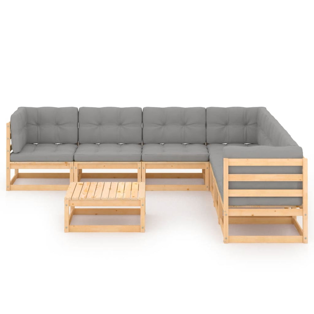 vidaXL 8-piece Garden Lounge Set with Cushions Solid Pine Wood