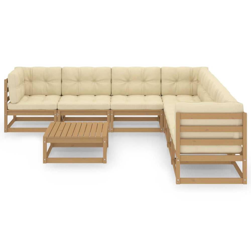 vidaXL 8-Piece Garden Lounge Set with Cushions Honey Brown Solid Pine Wood