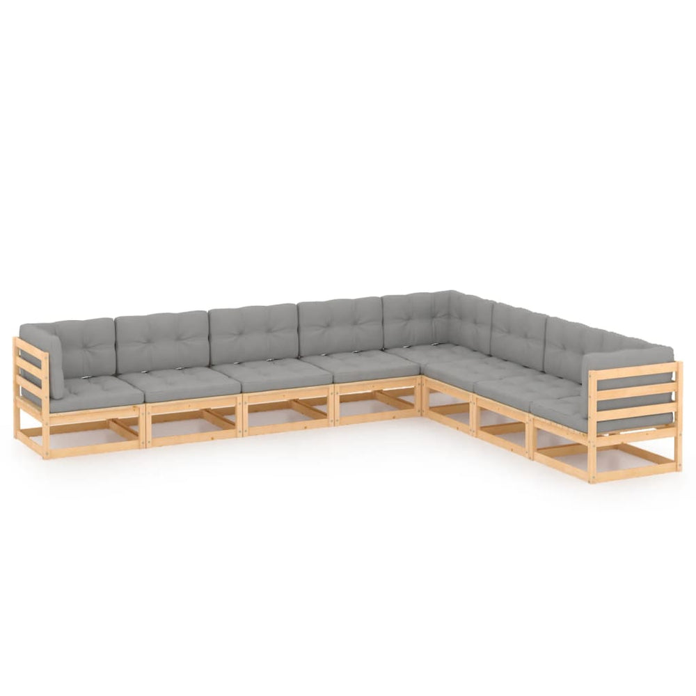 vidaXL 8-piece Garden Lounge Set with Cushions Solid Pine Wood