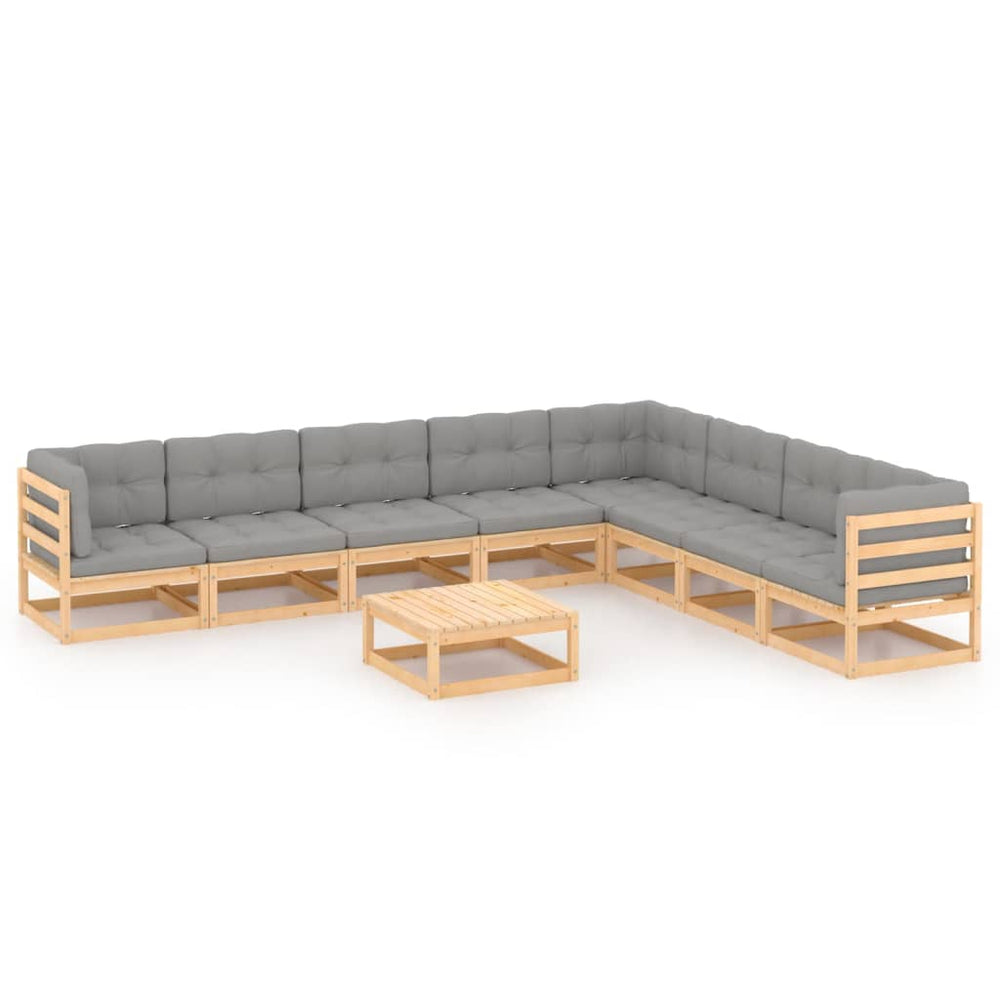 vidaXL 9-piece Garden Lounge Set with Cushions Solid Pine Wood