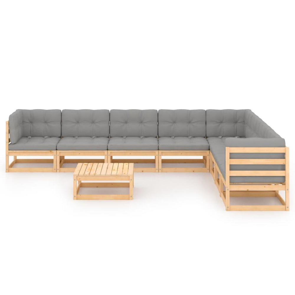 vidaXL 9-piece Garden Lounge Set with Cushions Solid Pine Wood