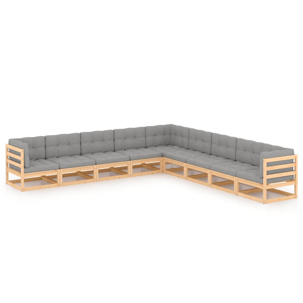 vidaXL 9-piece Garden Lounge Set with Cushions Solid Pine Wood