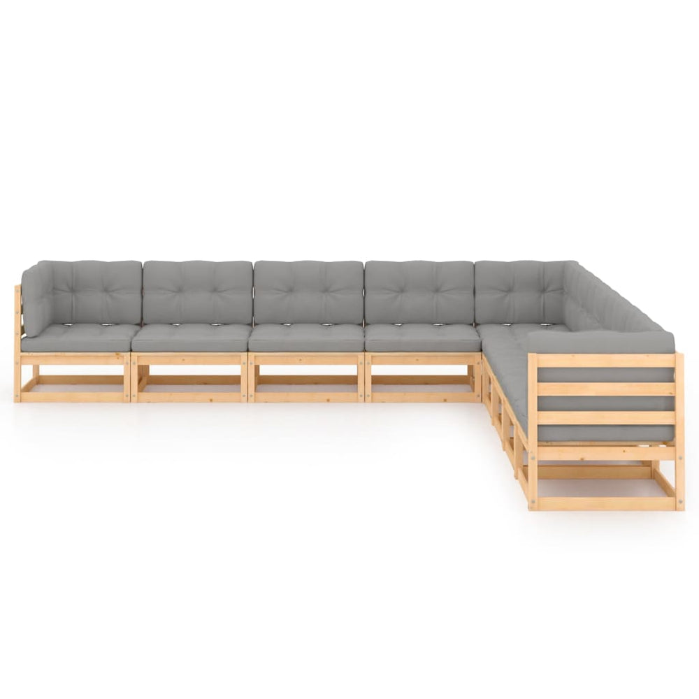 vidaXL 9-piece Garden Lounge Set with Cushions Solid Pine Wood