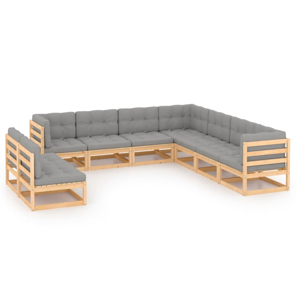 vidaXL 9-piece Garden Lounge Set with Cushions Solid Pine Wood