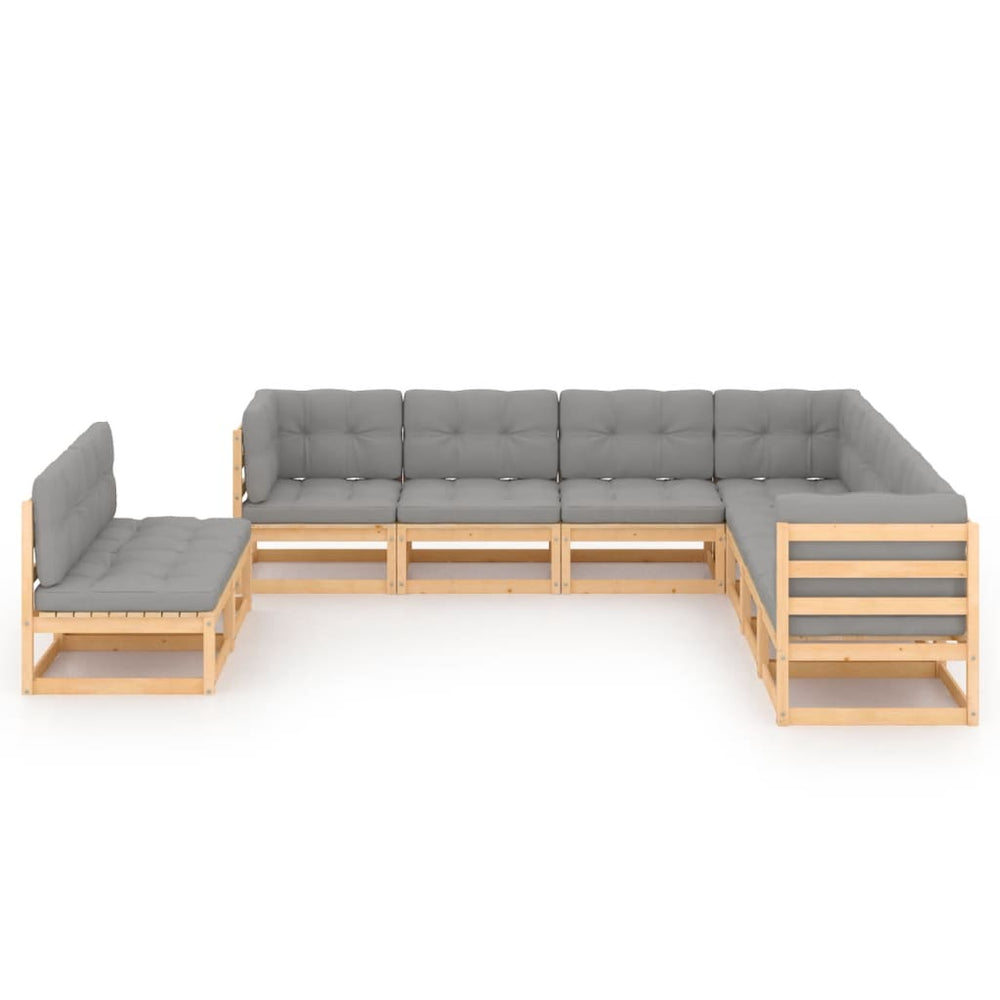 vidaXL 9-piece Garden Lounge Set with Cushions Solid Pine Wood