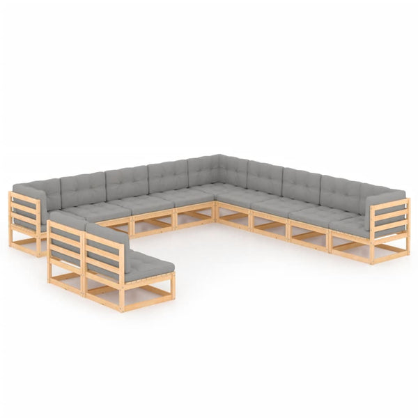 vidaXL Ensemble de mobilier de jardin 11 pcs avec coussins Bois de pin massif