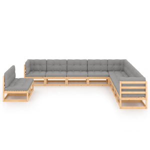 vidaXL Ensemble de mobilier de jardin 11 pcs avec coussins Bois de pin massif