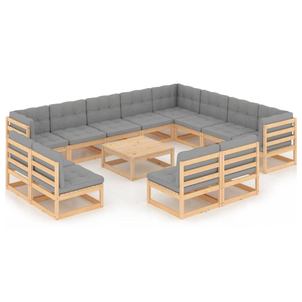 vidaXL Ensemble de jardin lounge 13 pcs avec coussins Bois de pin massif