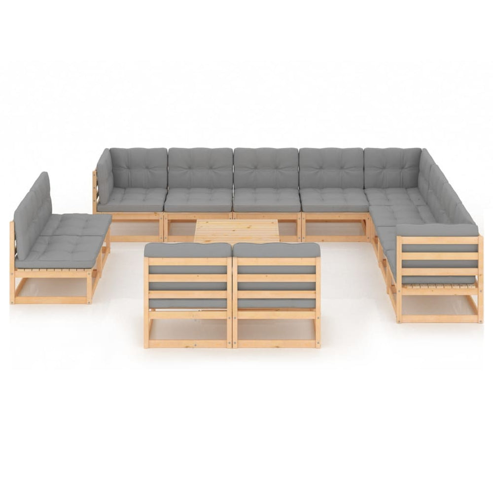 vidaXL Ensemble de jardin lounge 13 pcs avec coussins Bois de pin massif