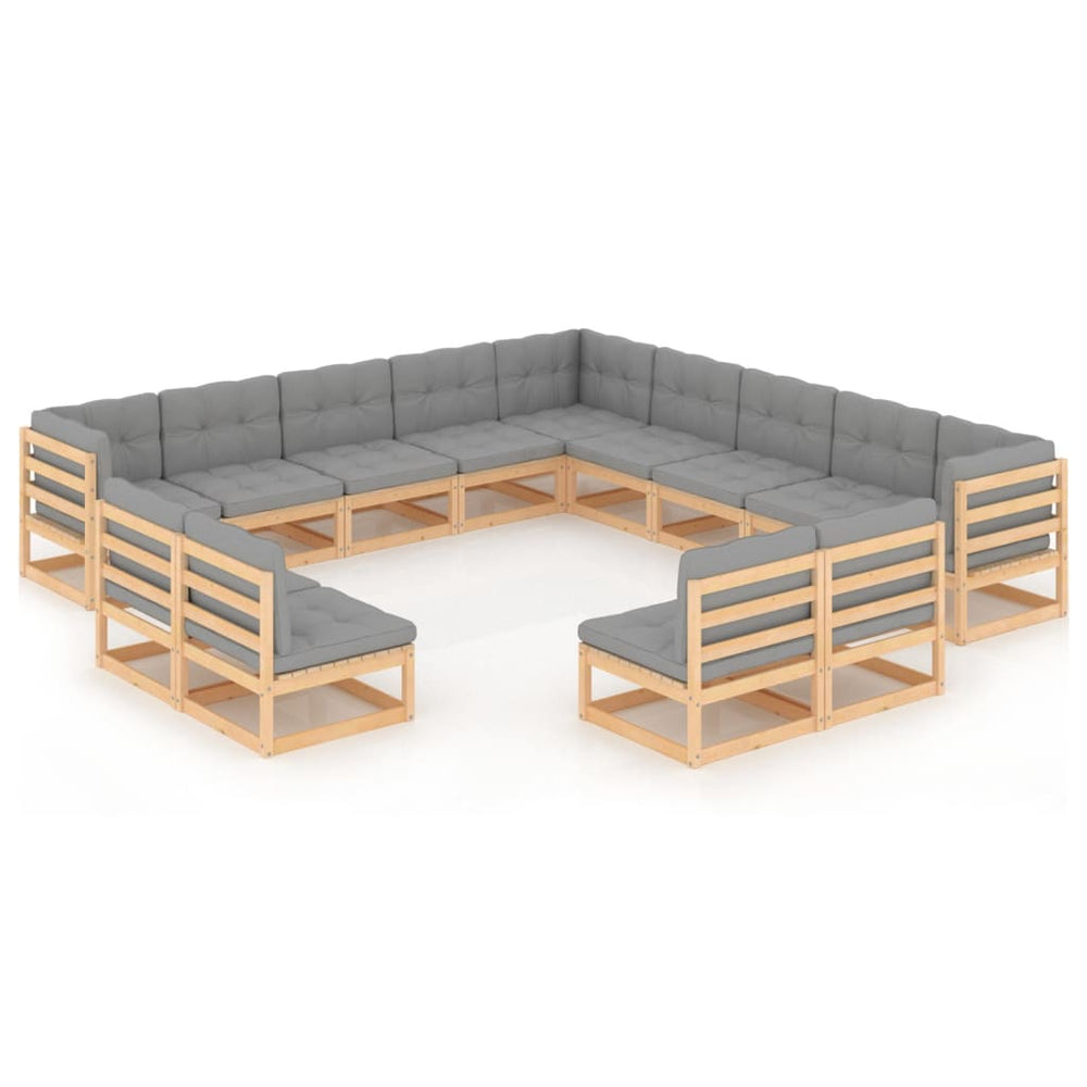 vidaXL Ensemble de jardin lounge 13 pcs avec coussins Bois de pin massif