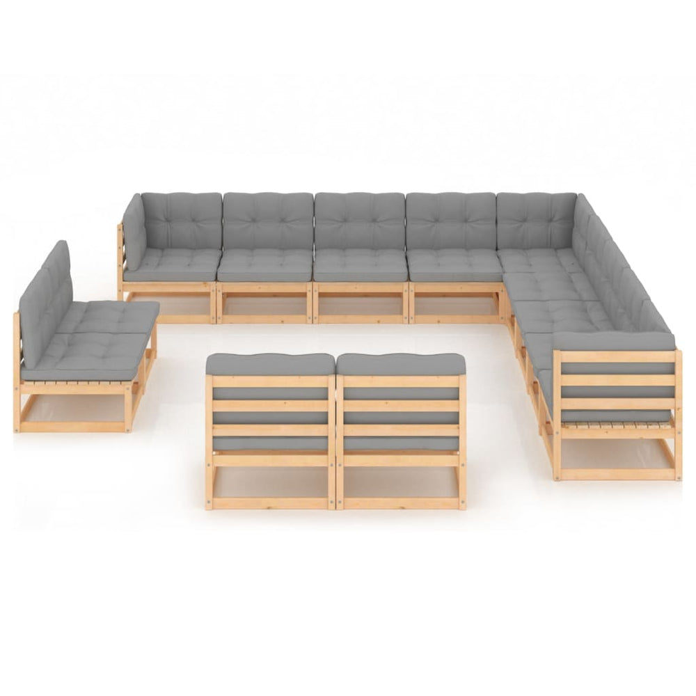 vidaXL Ensemble de jardin lounge 13 pcs avec coussins Bois de pin massif