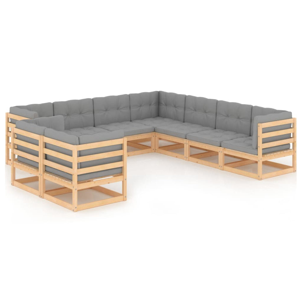 vidaXL 9-piece Garden Lounge Set with Cushions Solid Pine Wood