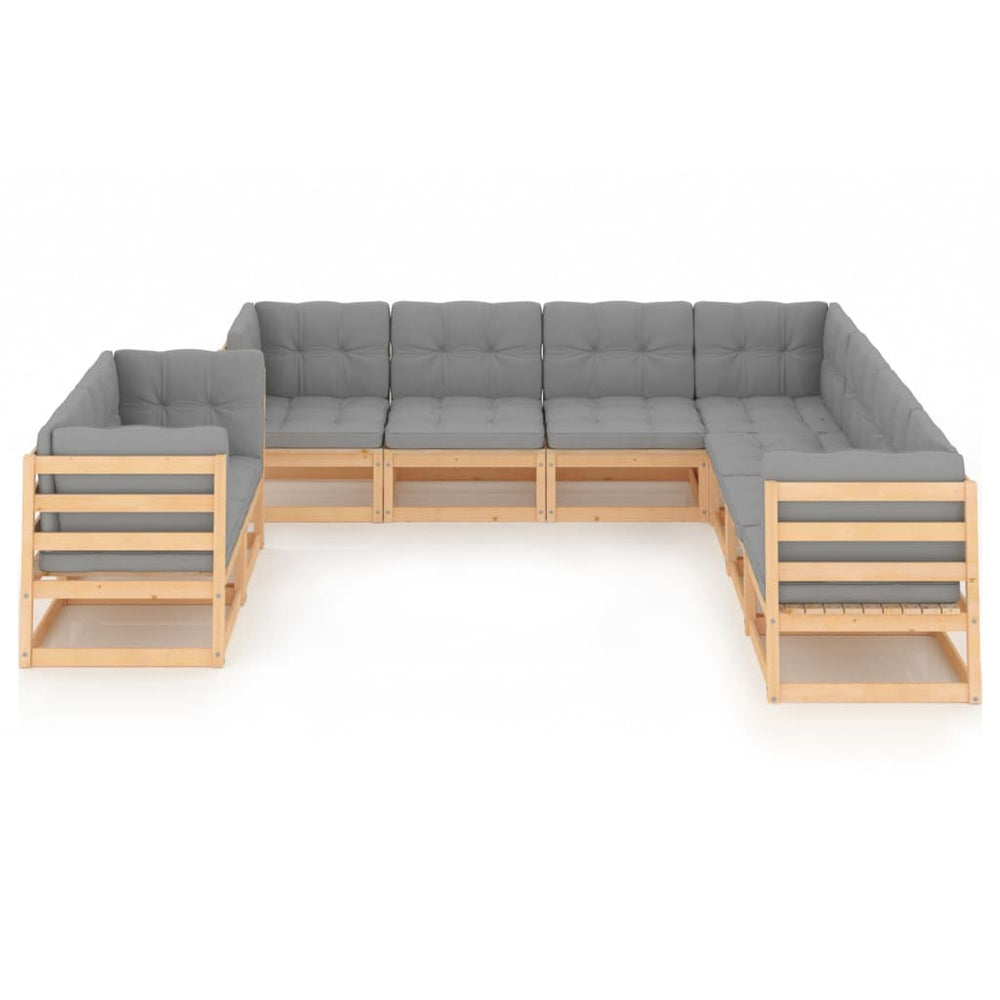 vidaXL 9-piece Garden Lounge Set with Cushions Solid Pine Wood