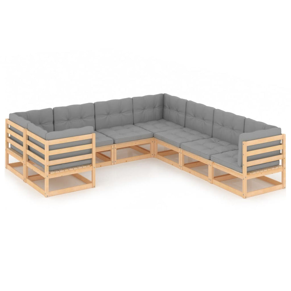 vidaXL 8-Piece Garden Lounge Set with Cushions Solid Pine Wood