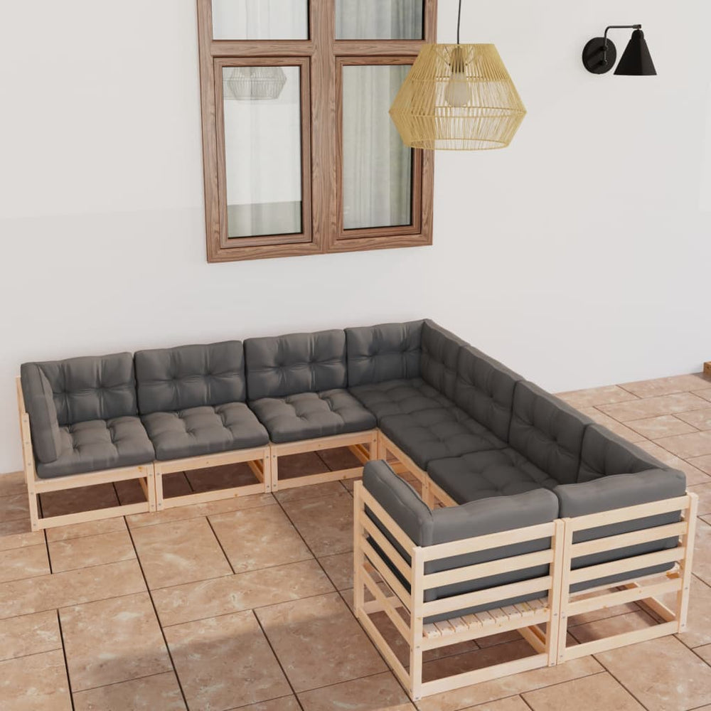 vidaXL 8-Piece Garden Lounge Set with Cushions Solid Pine Wood