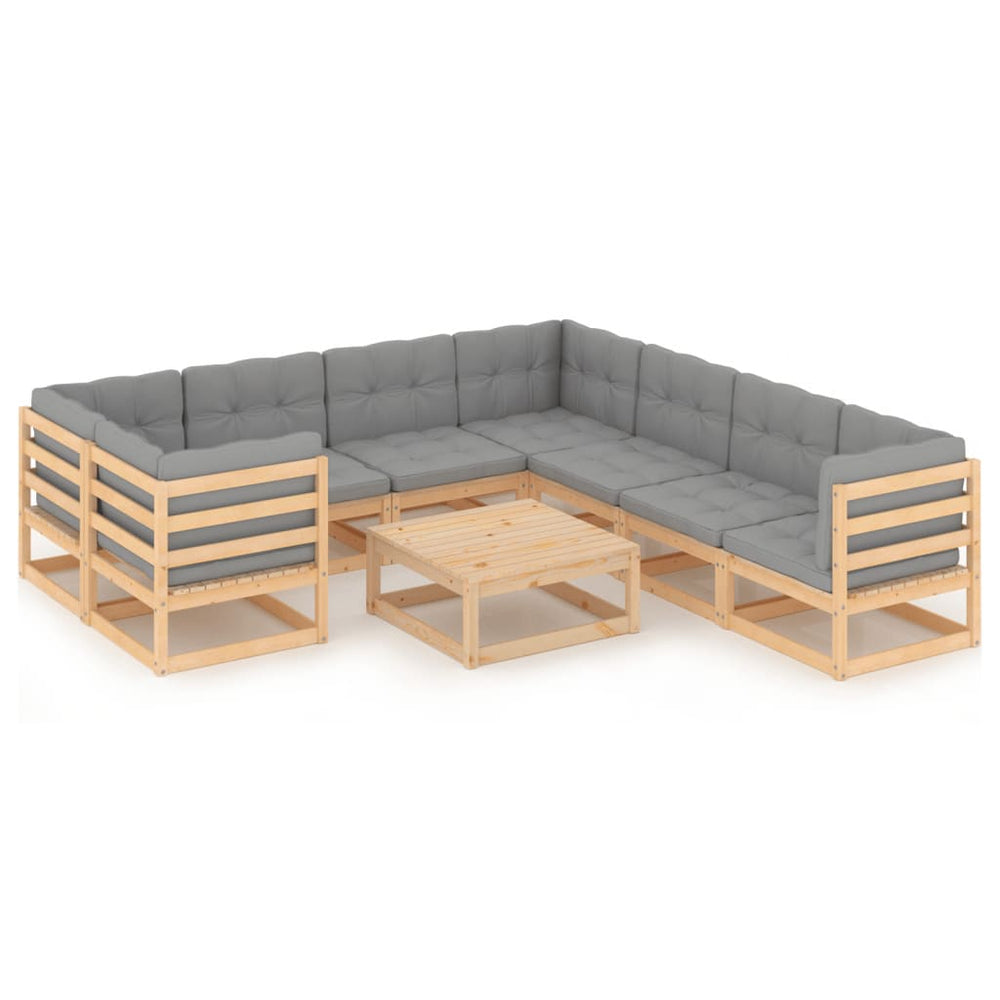 vidaXL 9-piece Garden Lounge Set with Cushions Solid Pine Wood
