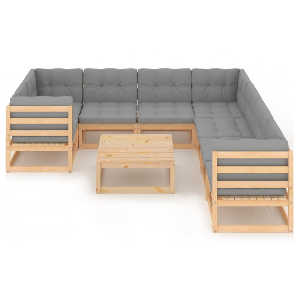 vidaXL 9-piece Garden Lounge Set with Cushions Solid Pine Wood