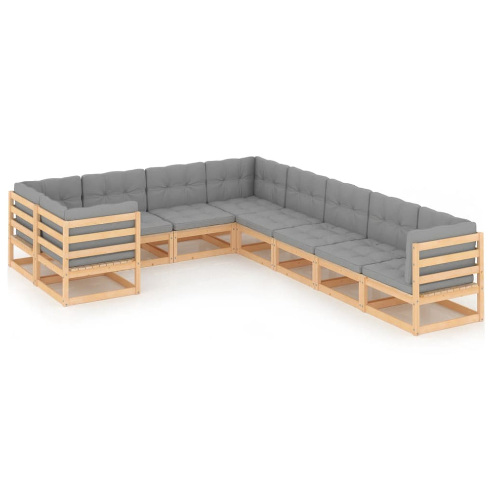 vidaXL 9-piece Garden Lounge Set with Cushions Solid Pine Wood