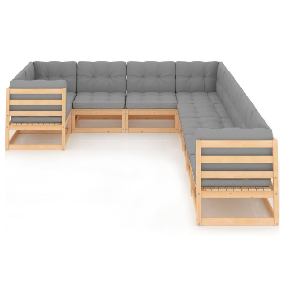 vidaXL 9-piece Garden Lounge Set with Cushions Solid Pine Wood