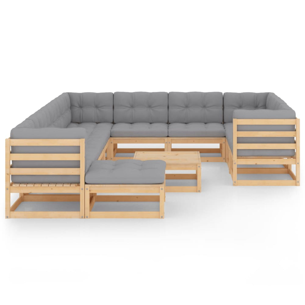 vidaXL Salon de jardin 12 pcs avec coussins bois de pin massif