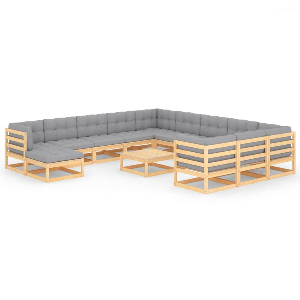 vidaXL Ensemble de jardin lounge 13 pcs avec coussins Bois de pin massif