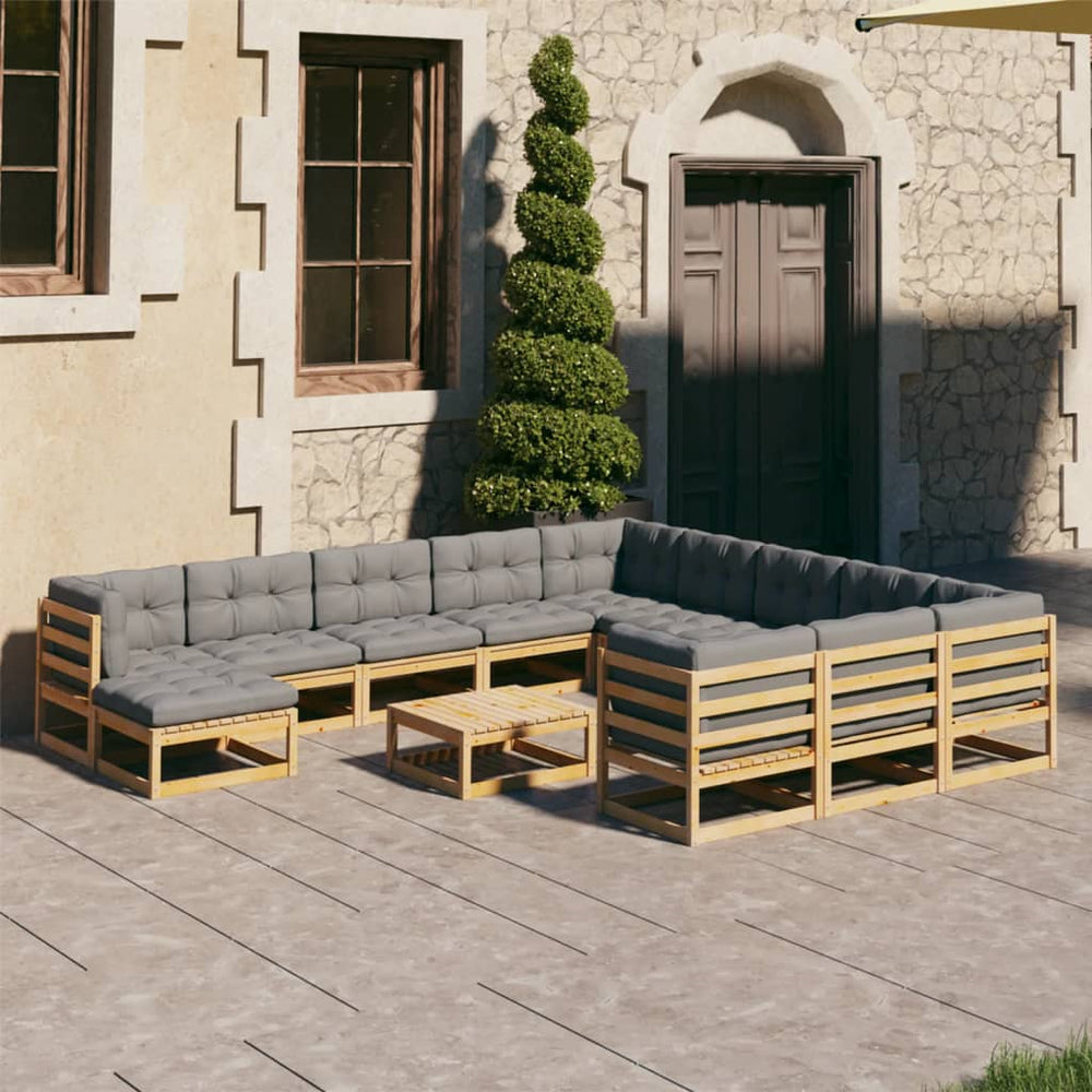 vidaXL Ensemble de jardin lounge 13 pcs avec coussins Bois de pin massif