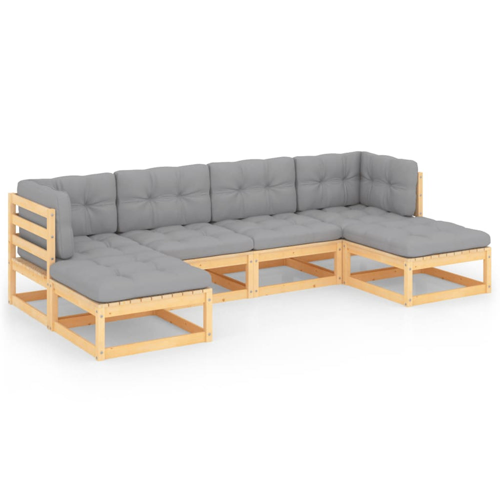 vidaXL 6-Piece Garden Lounge Set with Cushions Solid Pine Wood