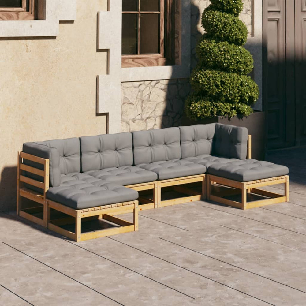vidaXL 6-Piece Garden Lounge Set with Cushions Solid Pine Wood