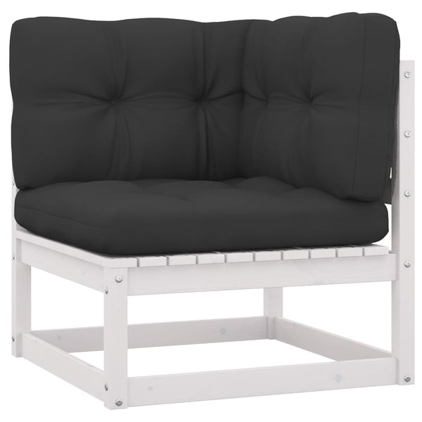 vidaXL Salon de jardin 6 pcs avec coussins Blanc Bois de pin massif